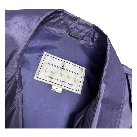LONDON FOG Towne Shiny Designer Waterproof Windbreaker Trench Coat Jacket 12P - Picture 2 of 5